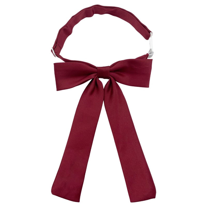 SYAYA Women Silk Pre-tied Japanese School Girl Anime Bow Tie, Office Ladies Work Uniform kawaii Necktie For Party WBT-8 (Burgundy) - Image 1